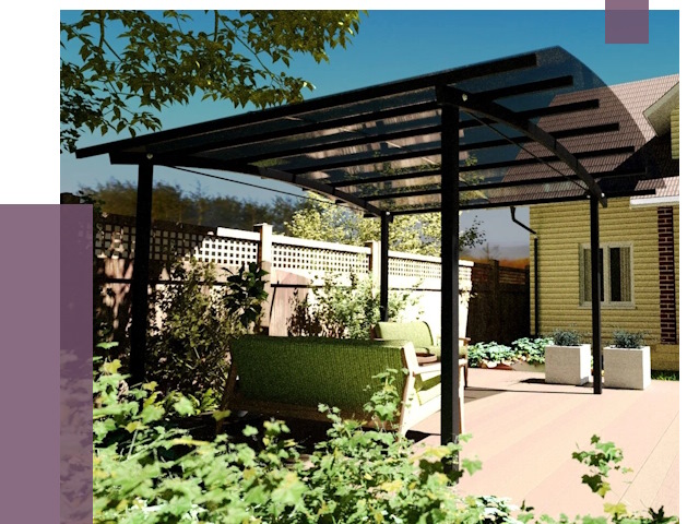 Навесы для террасы в Североморске от 13639 руб. под ключ | ПРОЛЁТ-Свм