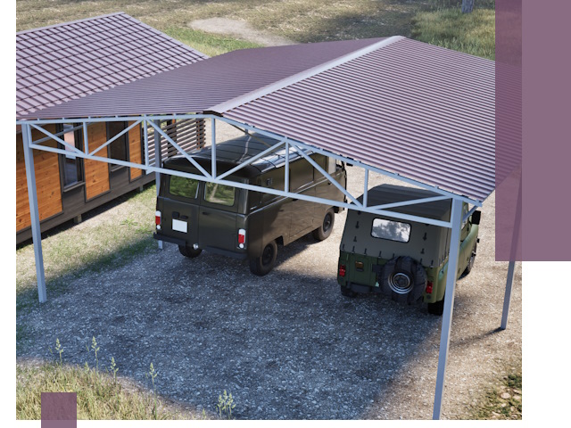 Двускатные навесы под ключ в Североморске — изготовление и монтаж